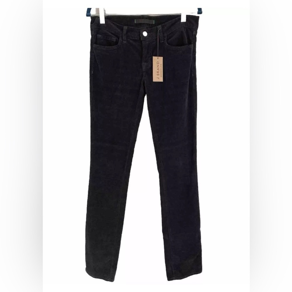J Brand Jeans Pants Womens Black Low Rise Pencil Leg Velvet Curduroy 28